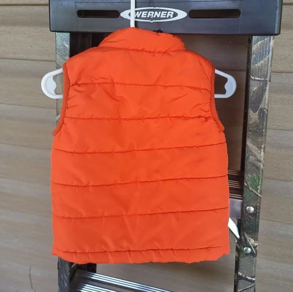 Orange and blue 12mo winter vest with pockets - Picture 2 of 3
